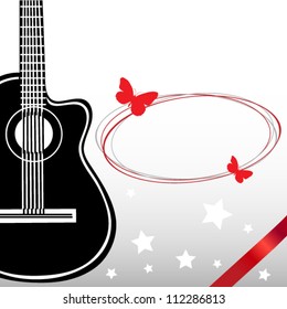 Classical vector guitar. Musical greeting card.