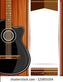 Classical vector guitar. Musical greeting card.