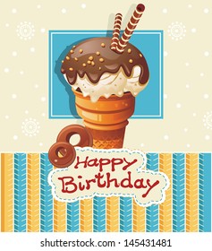 Classical Vector ice cream illustration card. Background with Place for your text