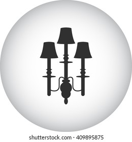Classical vintage chandelier sign simple icon on  background