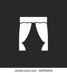 Classical vintage curtains  sign simple icon on  background