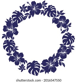 Ihibiscos clásicos de vintage e ilustraciones de la hoja de monstera, ornamentos, fondo