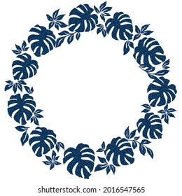Classical vintage monstera leaf wreath illustrations, ornaments, background