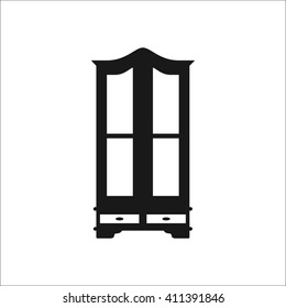 Classical vintage showcase closet sideboard sign simple icon on  background