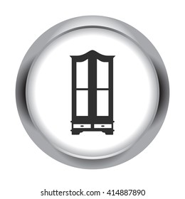Classical vintage showcase closet sideboard sign simple icon on  background