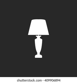 Classical vintage table lamp sign simple icon on  background