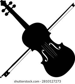 Classical violin instrument silhouette with bow instrument orchestra classical musician symphony acoustic performance entertainment concerto