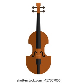 Classical violin. Isolated musical instrument on white background. Vector illustration in flat style design