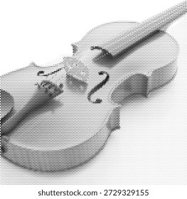 Classical violin musical instrument in halftone duotone style for symphony and concert designs
