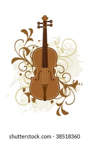 classical violin on a floral background