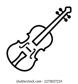 Classical violin - string musical instrument line art vector icon for music apps and websites