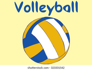 Classical volleyball ball and blue inscription volleyball