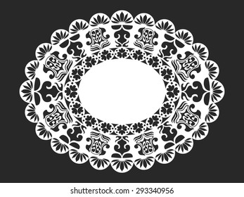 classical white oval lace doily