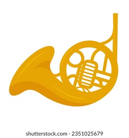 Classical wind musical instrument french horn. vector illustration