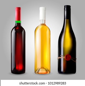 Classical wine bottle, vector icon isolated on white background.