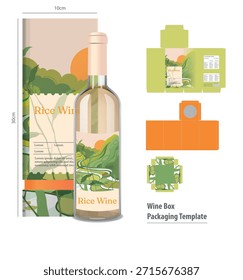 Klassische Weinkiste Verpackung Vorlage Szenisches Design