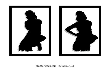 Classical woman dancer silhouette set. vector illustration. 