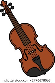 Классическая деревянная скрипка с луковой иллюстрацией