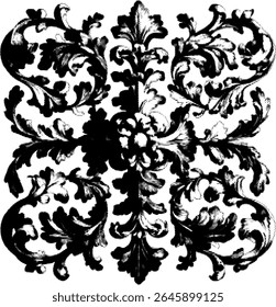 Classically styled ornamental floral frame. With halftone effect