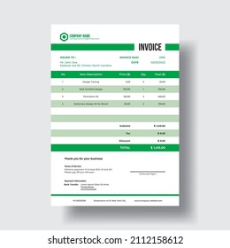 classics green invoice design template. vector illustration
