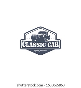 Classic/vintage car vector design inspiration. Auto car logo design template. Classic vehicle symbol logotype. A classic car symbol silhouette. Vintage car simple line art logo.