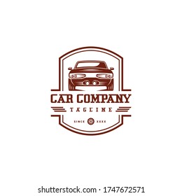Classic/vintage car vector design inspiration. Auto car logo design template. Classic vehicle symbol logotype. A classic car symbol silhouette. circle car simple line art logo.