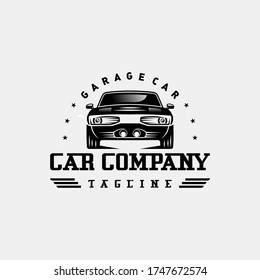 Classic/vintage car vector design inspiration. Auto car logo design template. Classic vehicle symbol logotype. A classic car symbol silhouette. circle car simple line art logo.