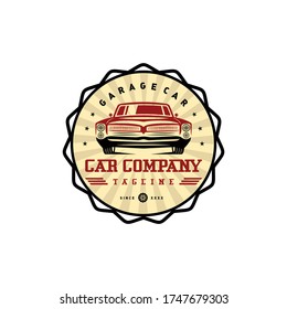 Classic/vintage car vector design inspiration. Auto car logo design template. Classic vehicle symbol logotype. A classic car symbol silhouette. circle car simple line art logo.