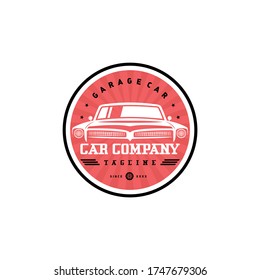Classic/vintage car vector design inspiration. Auto car logo design template. Classic vehicle symbol logotype. A classic car symbol silhouette. circle car simple line art logo.
