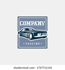 Classic/vintage car vector design inspiration. Auto car logo design template. Classic vehicle symbol logotype. A classic car symbol silhouette. circle car simple line art logo.