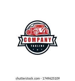 Classic/vintage car vector design inspiration. Auto car logo design template. Classic vehicle symbol logotype. A classic car symbol silhouette. circle car simple line art logo.