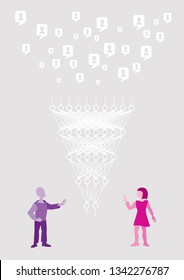 Classification algorithms based on neural networks. Machine vision and predicting customer behavior by data set. minimalistic vector concept on grey background
