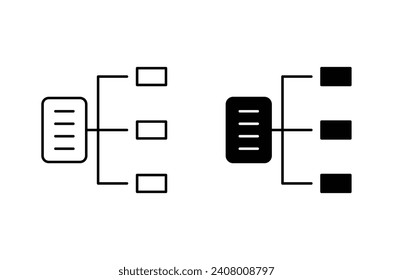 classification flat line icon set. data segmentation in hierarchy Thin line illustration vector
