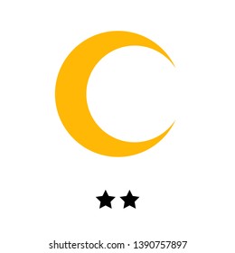 Classification of hotels by the number of stars. Flat icon of the month and five stars for applications, public places and web sites. Vector illustration
