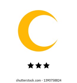 Classification of hotels by the number of stars. Flat icon of the month and five stars for applications, public places and web sites. Vector illustration