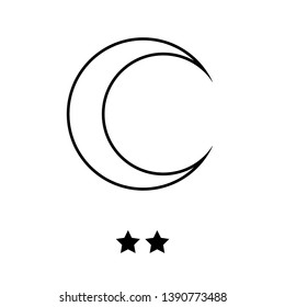 Classification of hotels by the number of stars. Flat icon of the month and five stars for applications, public places and web sites. Vector illustration