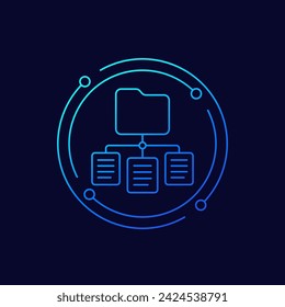 classification icon, data management linear design