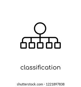 classification icon. Trendy modern flat linear vector classification icon on white background from thin line general collection, editable outline stroke vector illustration