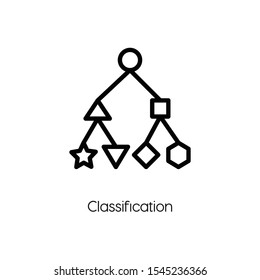 Classification icon vector. Classification symbol. Linear style sign for mobile concept and web design. Classification symbol illustration. Pixel vector graphics - Vector.