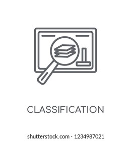 classification linear icon. Modern outline classification logo concept on white background from General collection. Suitable for use on web apps, mobile apps and print media.