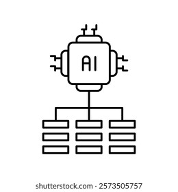 Classification tasks black line icon. Vector isolated element. Editable stroke.