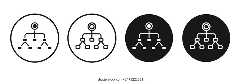 Classification vector icon set black filled and outlined style.
