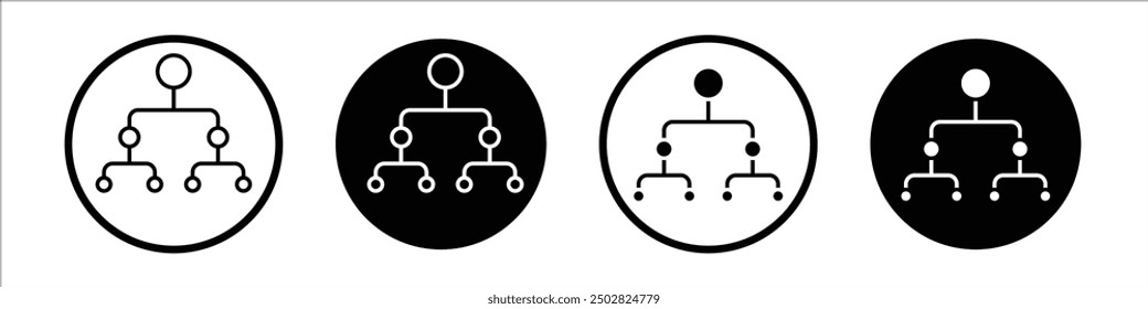 Classification vector icon set black filled and outlined style.