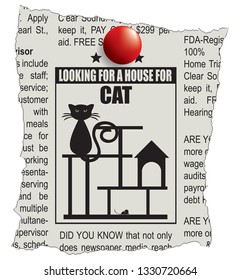 Classified ad - looking for a house for a cat