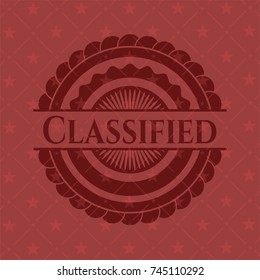 Classified badge with red background