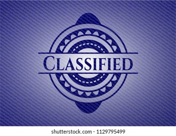 Classified emblem with denim high quality background