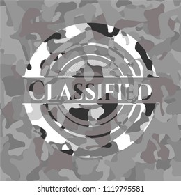 Classified grey camouflaged emblem