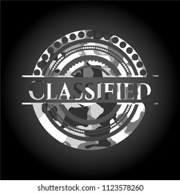 Classified grey camouflaged emblem