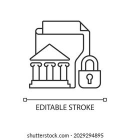 Classified Information Linear Icon. National Security. Protecting Sensitive Data. Top Secret. Thin Line Customizable Illustration. Contour Symbol. Vector Isolated Outline Drawing. Editable Stroke