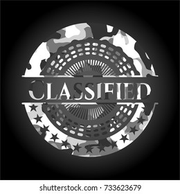 Classified on grey camo texture